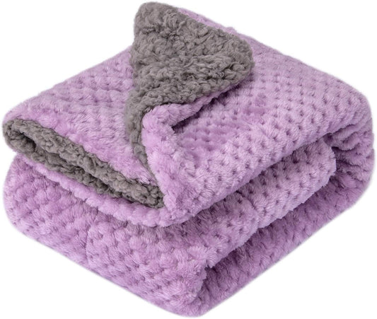 Fuzzy Blanket or Fluffy Blanket for Baby Girl or boy, Soft Warm Cozy Coral Fleece Toddler, Infant or Newborn Receiving Blanket for Crib, Stroller, Travel, Outdoor (40" x 48", DG-Lavender)