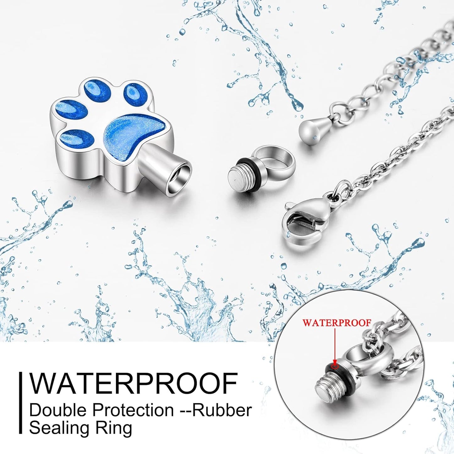 abooxiu Paw Print Urn Necklace for Ashes Cremation Necklace for Pet Ashes Stainless Steel Ash Necklace Memorial Ash Holder