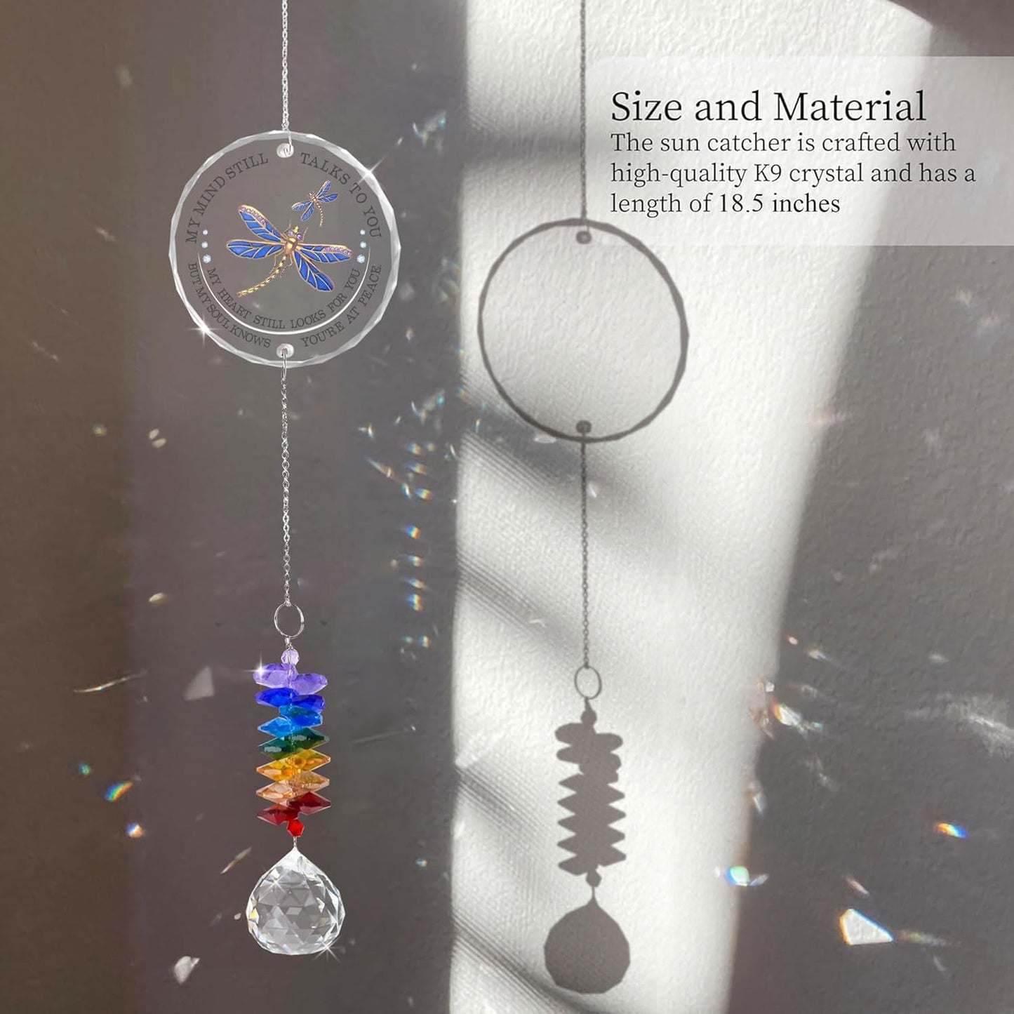 Memorial Suncatcher Sympathy Gift for Loss of Loved One - Crystal Rainbow Maker - Bereavement Keepsake - Hanging Crystal Decor - Suncatcher Ornament