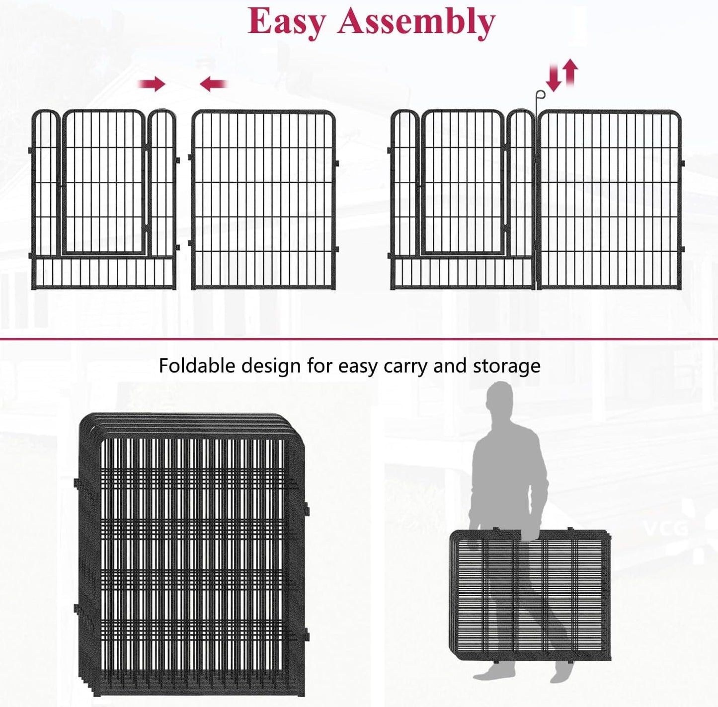 Dog Playpen Dog Fence Outdoor for Yard, 32inch 42 Panels Dog Pens Outside Anti-Rust Pet Playpen Exercise Pen with Lock, Portable Pet Fence for Yard RV Camping