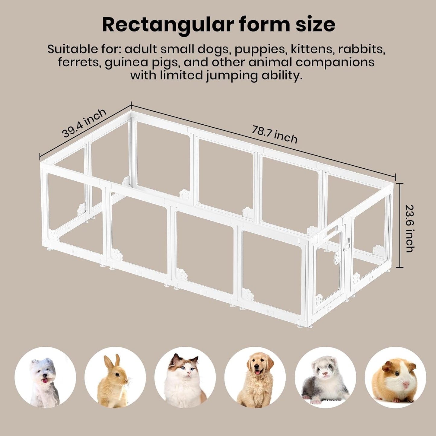 Expandable 12PCS Dog Playpen for Indoors, Modular Puppy Play Pen with Lockable Doors, Chew-Proof Transparent Panels & Waterproof Base. Perfect for Small Animals, Puppy Training or Multi-Pet Homes