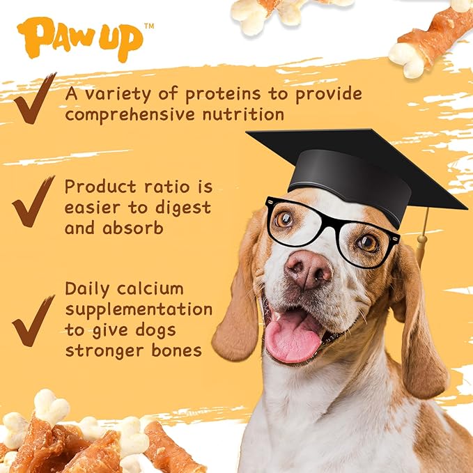 Dog Treats Chicken Wrapped Calcium Bone, Dog Chews for Small Dogs, Natural Teeth Clean w/Taurine,12.5 oz