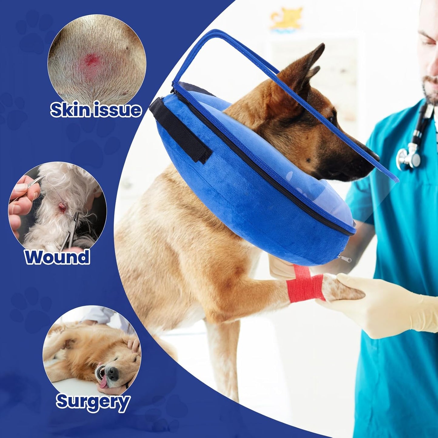 BARKLESS Dog Cone, Inflatable Dog Cone After Surgery for Large Breeds, Soft Surgery Collar with Enhanced Anti-Licking Guard Shield for Pets, Patented Protective Donut Collar