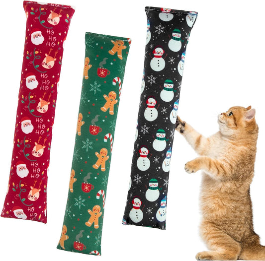 KOOLTAIL Cat Catnip Toys for Christmas, 3 Pack Durable Soft Kicker Toy Filled with Natural Catnip, Interactive Bite Resistant Chew Gift for Indoor Cats Kitten