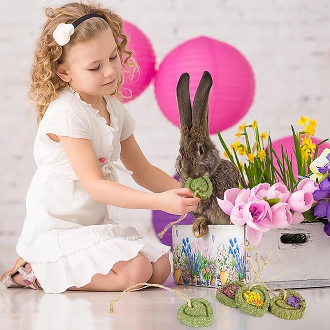 Sofier 16pcs Timothy Hay Treats Rabbit Toys Natural Treats for Guinea Pig Bunny Hamster Chinchilla Rat Handmade Rabbit Chews for Teeth