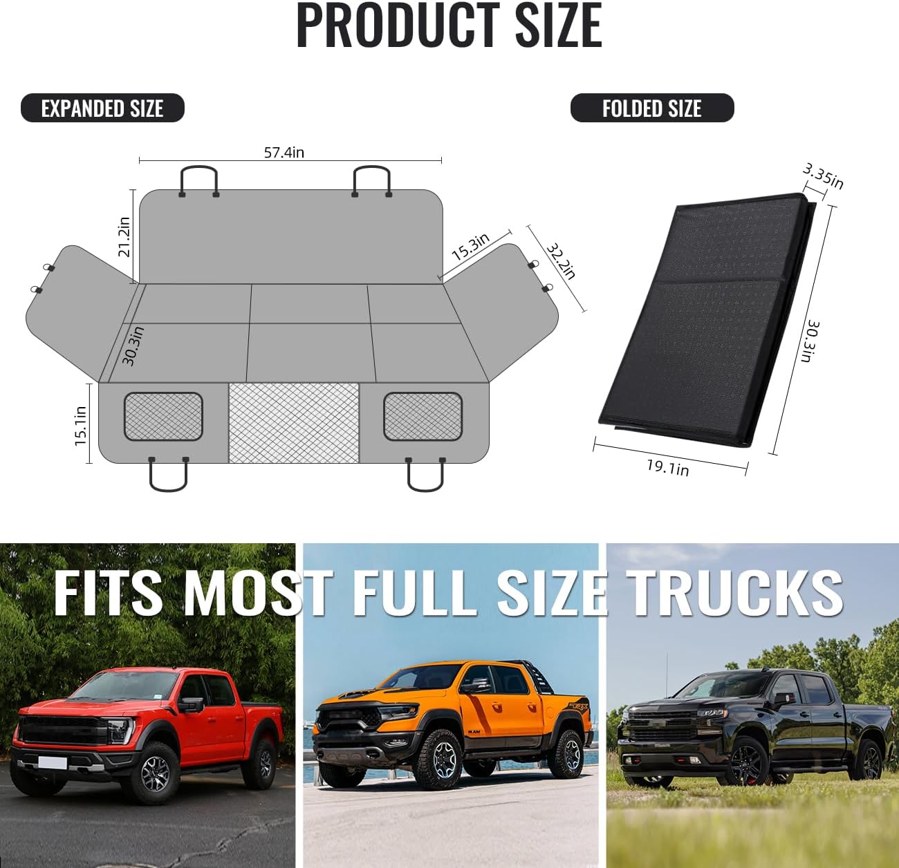 Dog Back Seat Extender for Truck,Truck Dog Seat Cover Back Seat,Dog Hammock for Truck,Hard Bottom Seat Extender,Pet Seat Covers for F150/RAM1500/Silverado