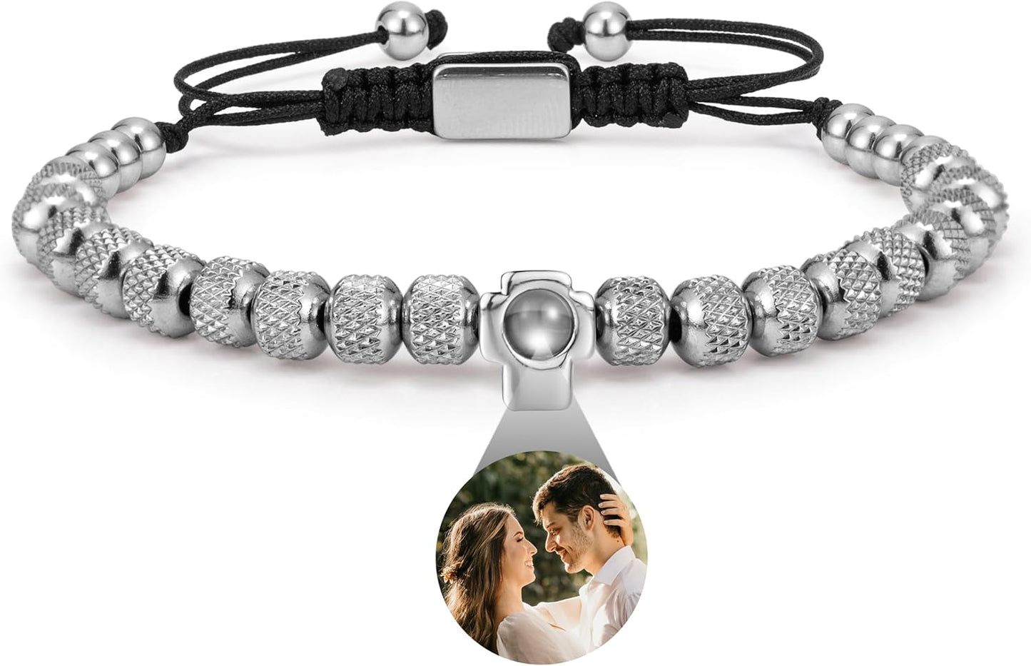 EMIRISTIC Custom Photo Bracelet - Personalized Picture Natural Stone Cuban Chain Bracelet - Any Special Day Gifts