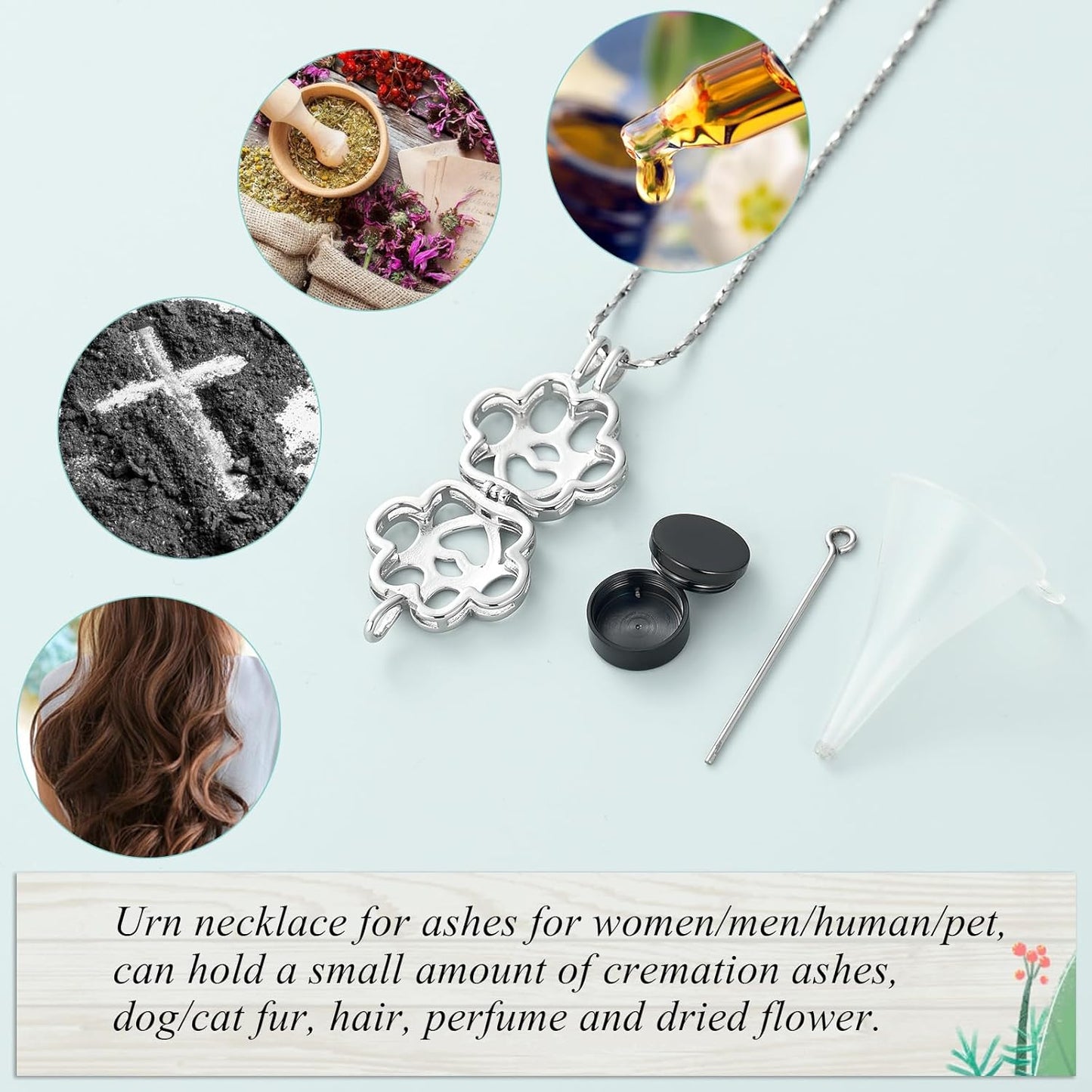 Imrsanl Pet Ashes Necklace Cremation Jewelry for Cat Dog Ashes Pendant Paw Print Urn Necklace for Women Men Keepsake Jewelry for Memorial Locket