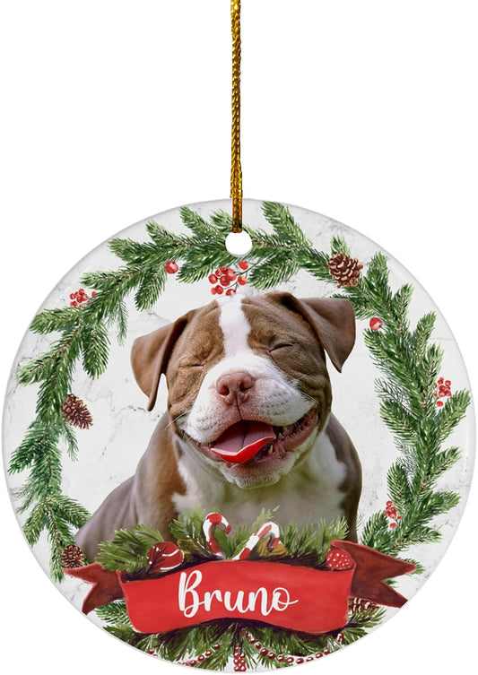 FLOCHIL Personalized Dog Christmas Ornaments, Custom Photo Name for Christmas Trees, Dog First Christmas Ornaments, Best Gifts for Pet Lovers