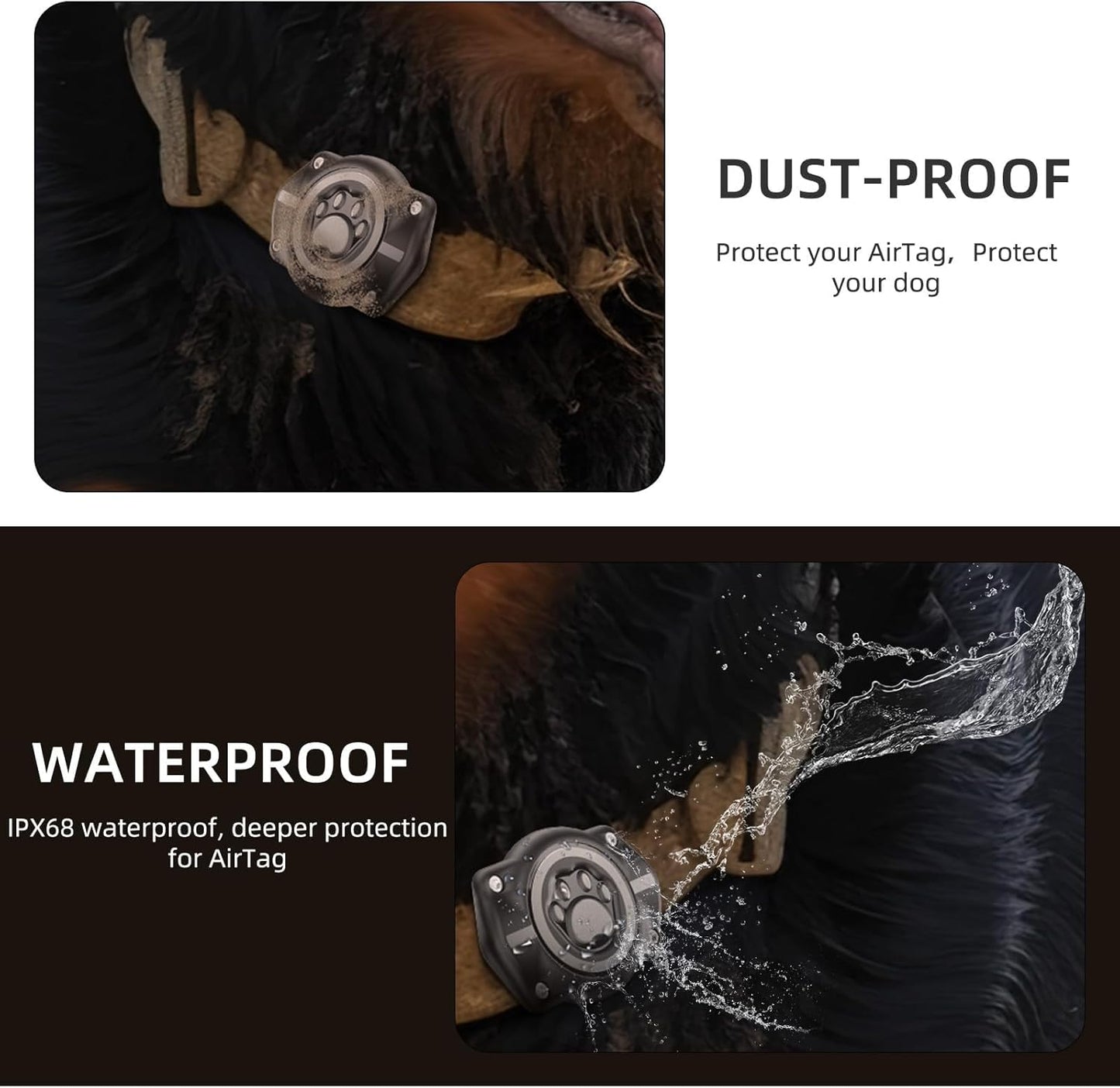 AirTag Dog Collar Holder, 100% Waterproof Air Tag Mount, Pet AirTag Case for Dogs & Cat Collars, Ultra-Durable Dog Collar AirTag Holder - Fits All Width Collars (Reflective,2 Pack)