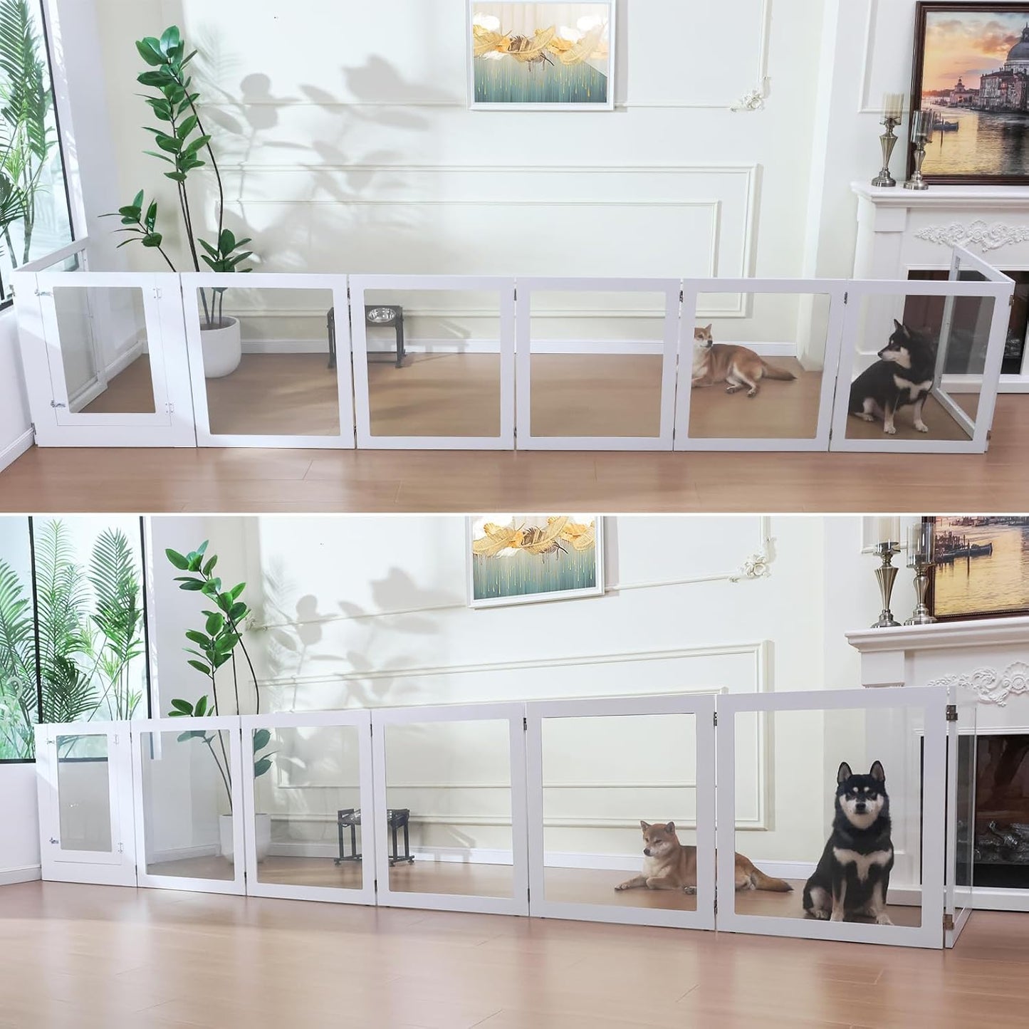 Heavy Duty Clear Acrylic Dog Playpen, 31.5“ Height Transparent Pet Pen, Metal Frame Easy Assemble Kennel Enclosure, Ideal for Small to Medium Dogs, Cats, and Other Small Pets