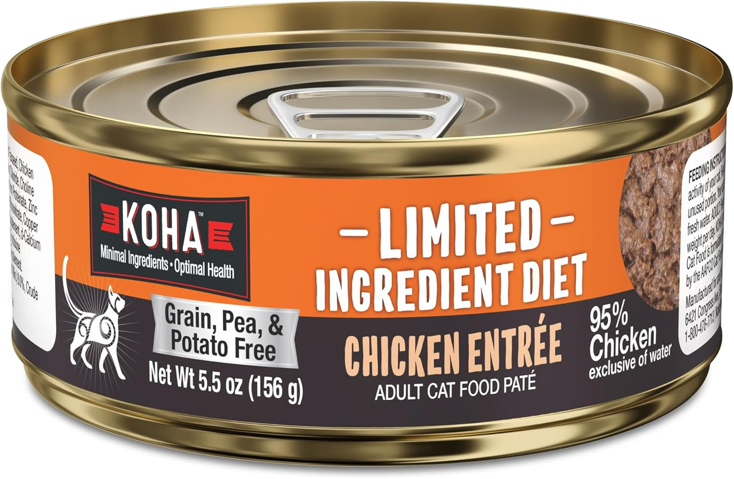 KOHA Limited Ingredient Diet Chicken Pate for Cats - Single Meat Wet Cat Food for Sensitive Stomachs - Pate Cat Food with No Fillers - 5.5oz Pack of 24