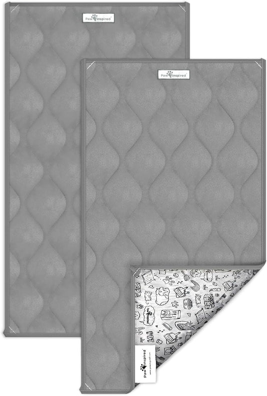Paw Inspired Guinea Pig Cage Liners | Washable Fleece Bedding with Waterproof Bottom | Super Absorbent Pee Pad or Pet Bed Mat for Guinea Pigs, Ferrets, Rabbits, Hamsters, Small Animals (C&C 2x1, Gray)