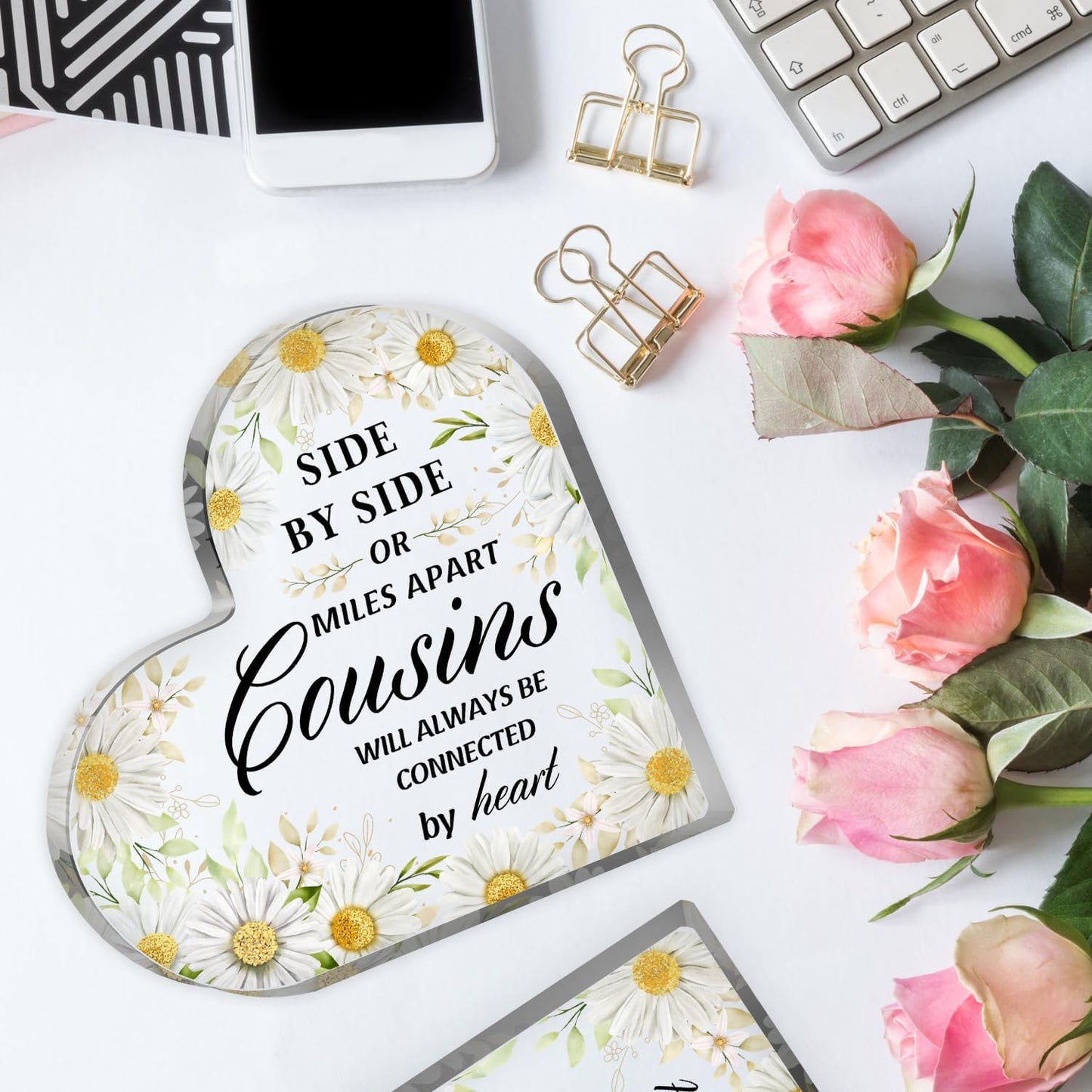 Cousin Gifts for Women, Cousin Birthday Gifts for Women, Best Cousin Ever Gifts, Heart Acrylic Gifts for Cousins, Cousin Birthday Gifts for Cousin Sister, Best Cousin Gifts for Christmas and Weddings