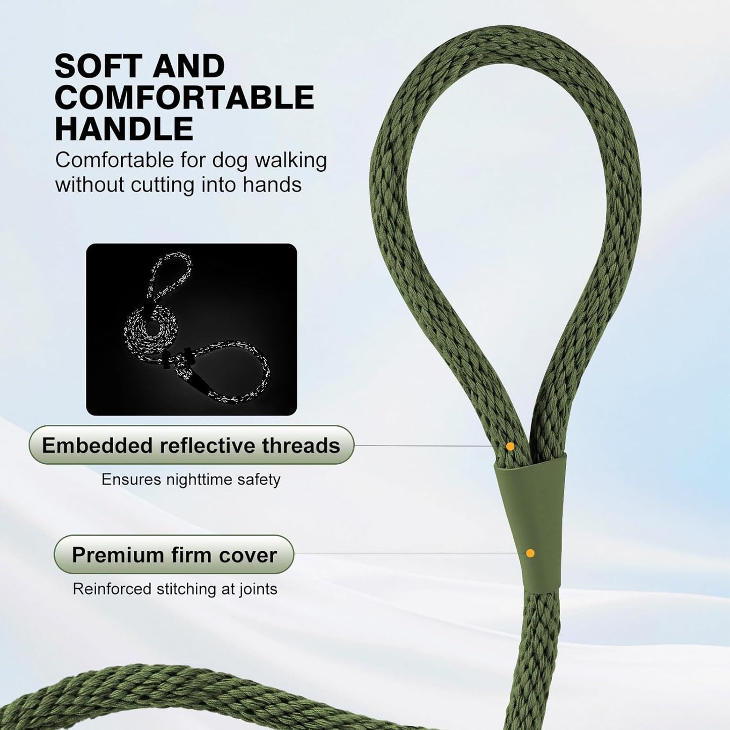 Lynxking Dog Leash Slip Lead Reflective Breathable Rope Comfortable Strong No Pull Slip On Pet Training Lead for Dogs