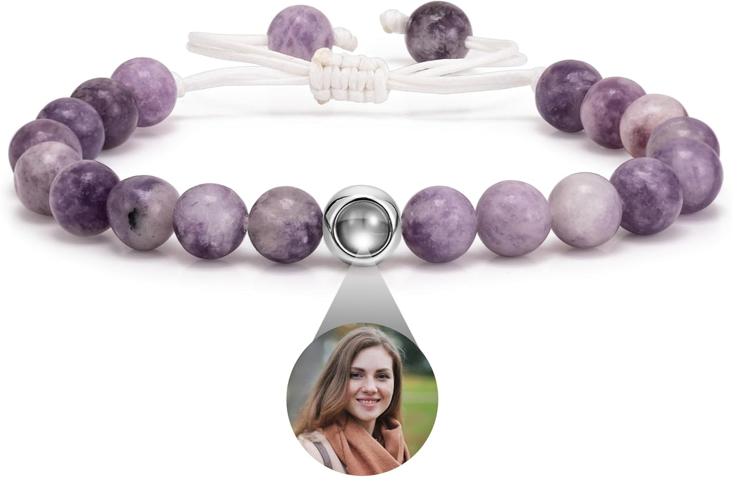 EMIRISTIC Custom Photo Bracelet - Personalized Picture Natural Stone Cuban Chain Bracelet - Any Special Day Gifts