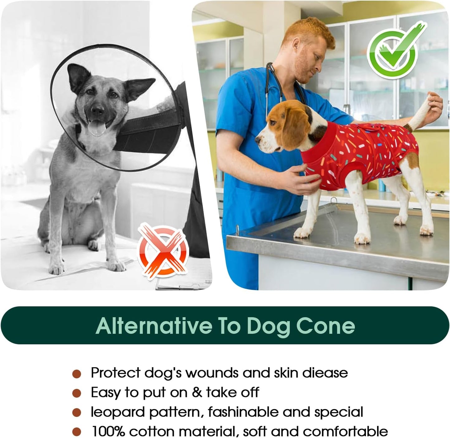 Kuoser Dog Recovery Suit for Female Male Dogs, Post-Surgery Bodysuit for Spay Neuter, Dog Onesie After Surgery, Anti-Licking Pet Surgical Recovery Suit