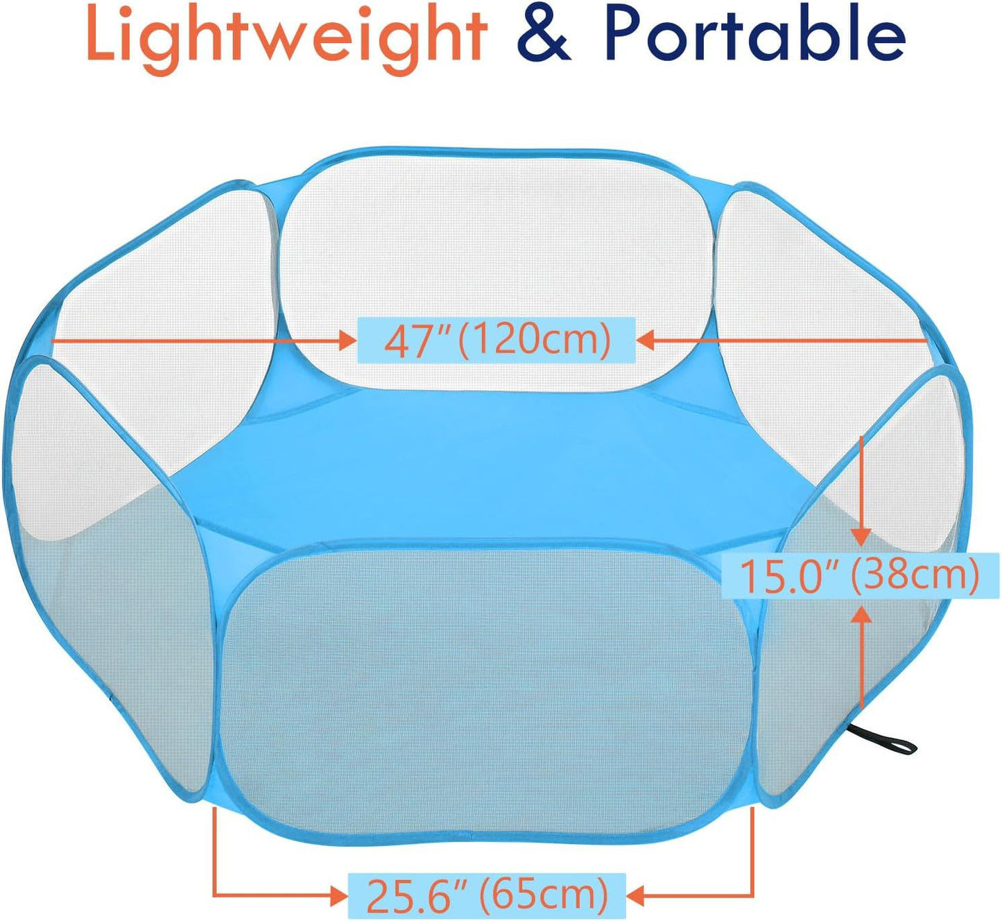 Pawaboo Small Animals Playpen, Waterproof Small Pet Cage Tent with Strong Steel Wire Frame, Portable Outdoor Yard Fence for Chick/Kitten/Puppy/Guinea Pig/Rabbits/Hamster/Chinchillas, Blue