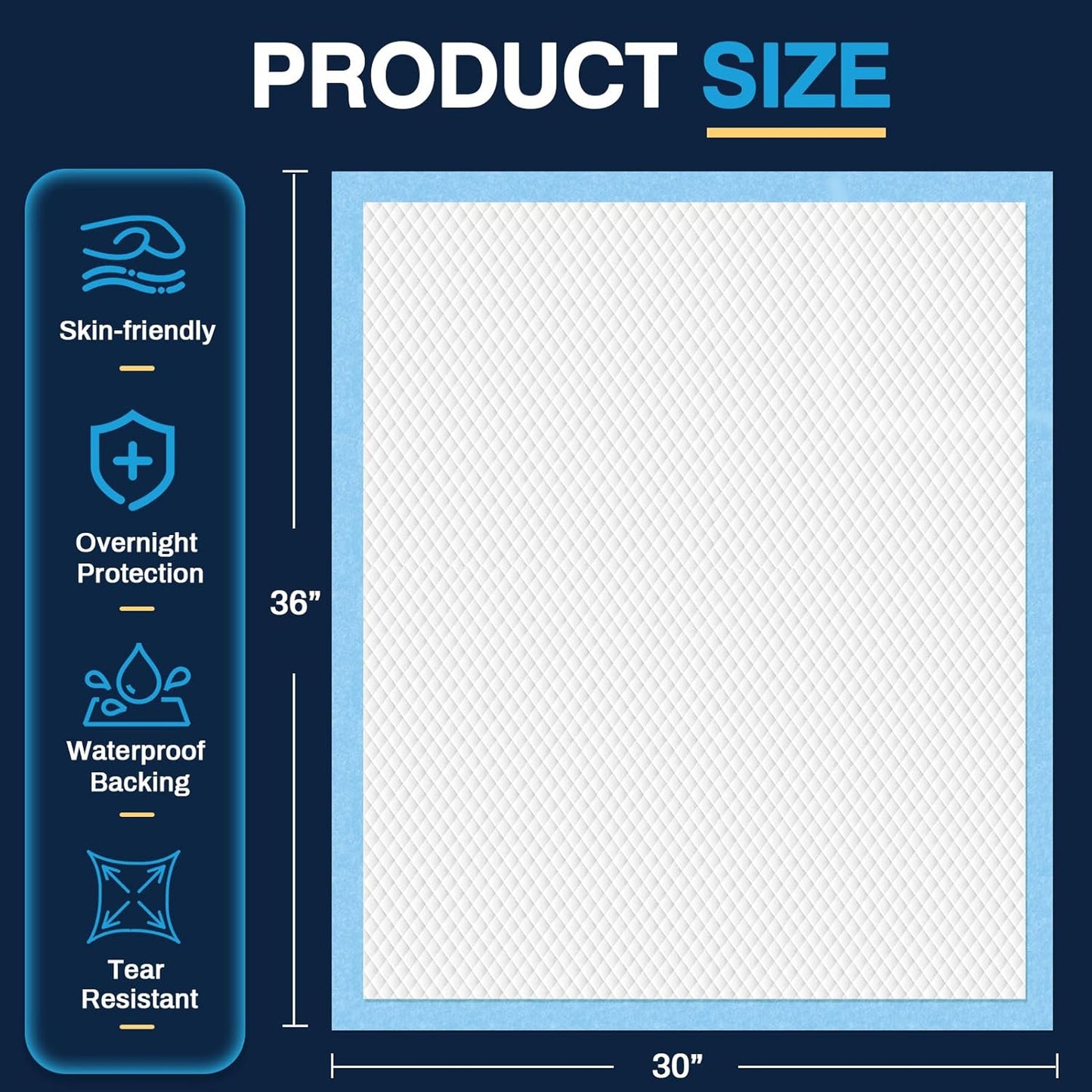 AAY Disposable Bed Pads 30"X36" (25pcs) Tear-Resistant Cloth Backing Underpads Super Absorbent Pee Pads Extra Large Premium Chucks for Adults Incontinence Pads Waterproof for Elderly, Kids or Puppy