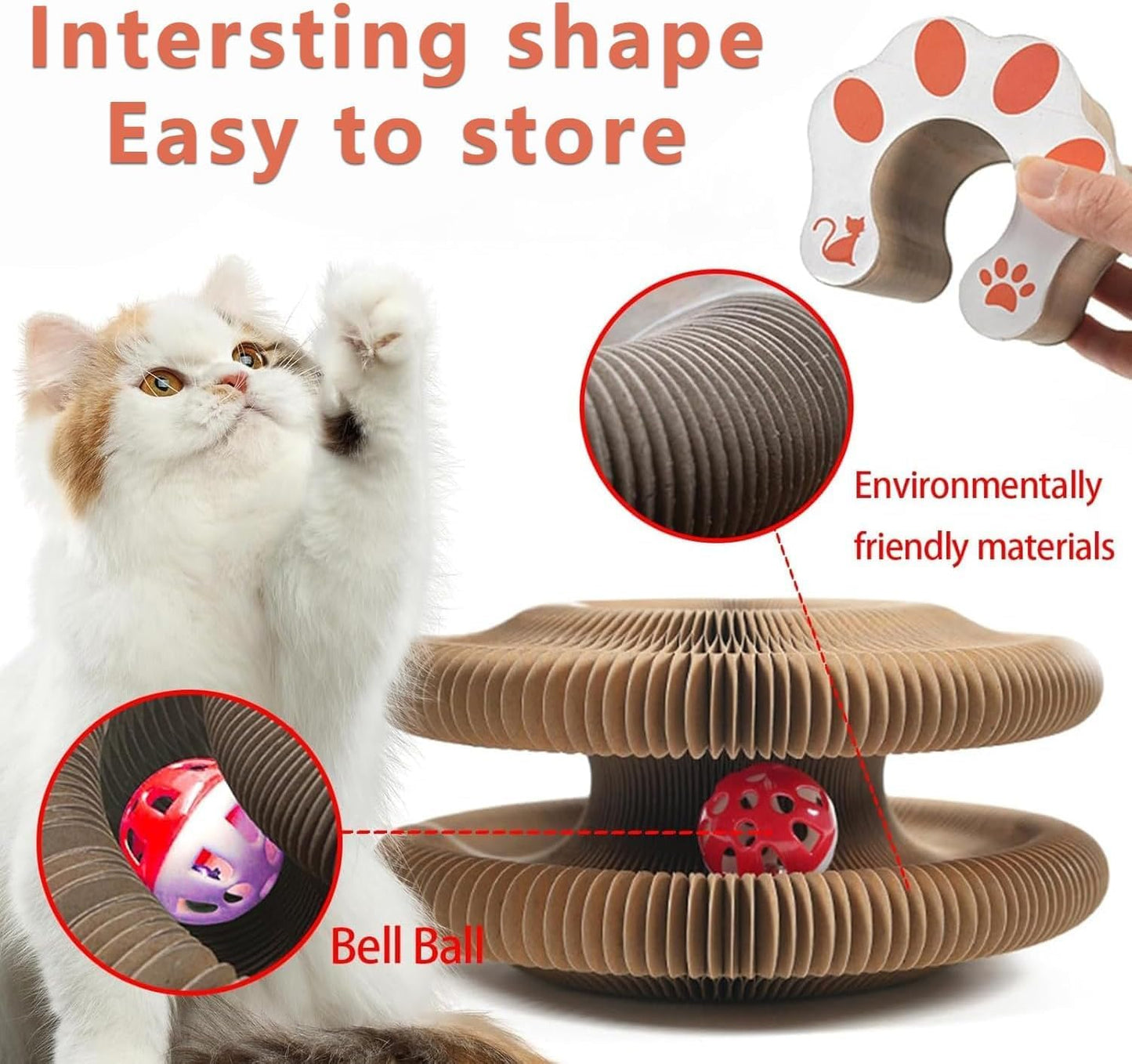 Kitty Curlz, Kitty Curlz Cat Toy, Magic Organ Cat Scratching Board, Snufflepaw Accordion for Cats, Interactive Scratch Pad, Recyclable Cat Scratcher.