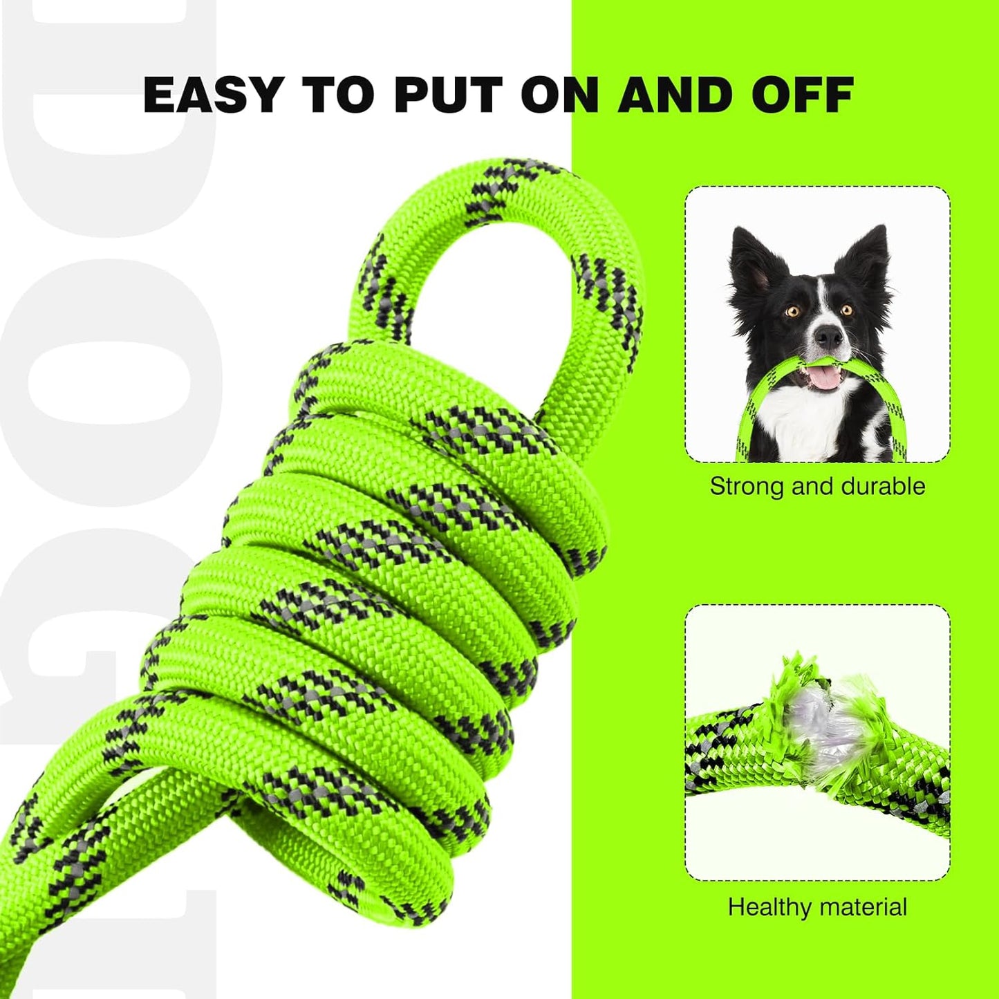 lynxking Slip Lead Dog Leash Reflective, Heavy Duty Comfortable Strong Rope Leash for Large Medium Small Dogs No Pull Training (Light Green, Small 3/8in x 6ft-Slip Lead)