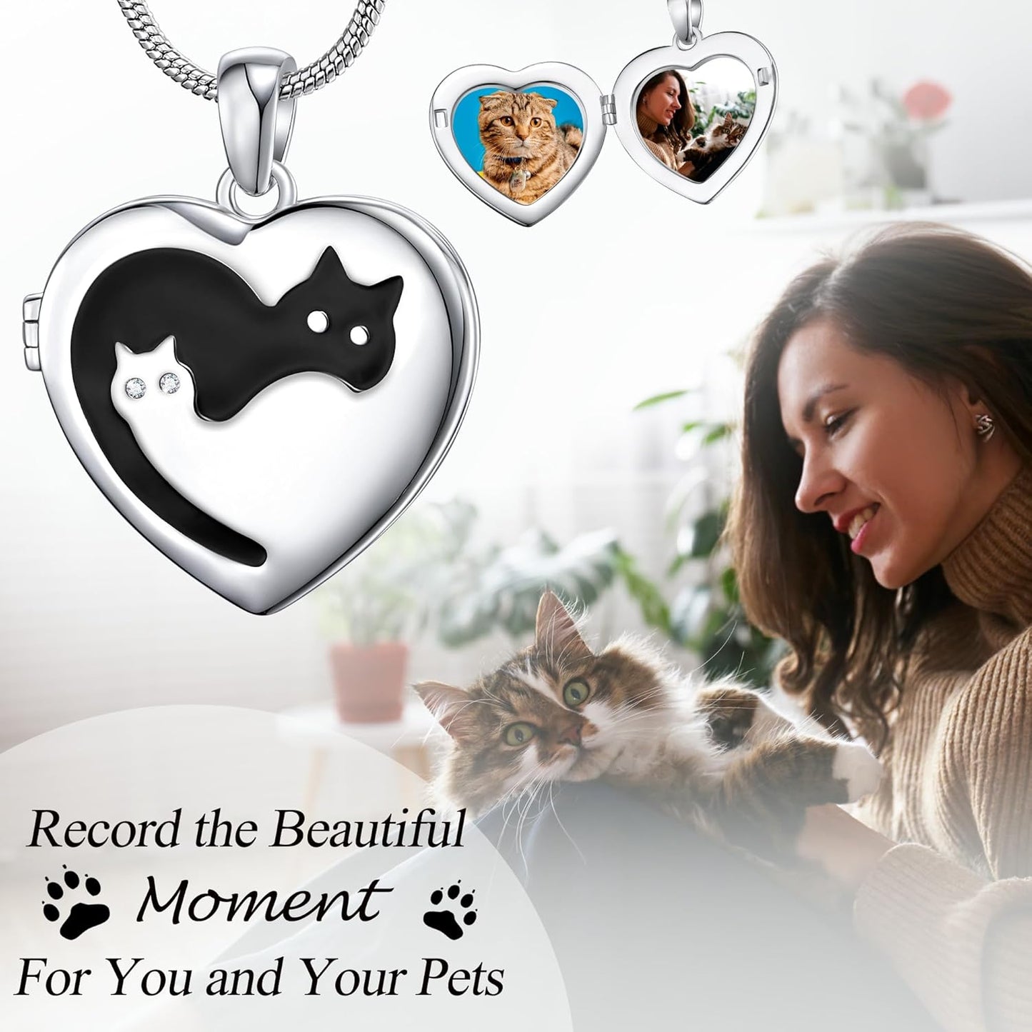 Fanery Sue Personalized Customized Pet Locket Necklace, Heart Lockets Picture Necklaces Dog Memorial Gifts Cat Sympathy for Women Men