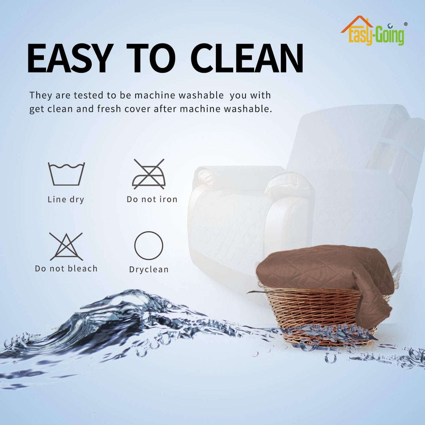 Easy-Going Oversized Recliner Cover Reversible Couch Cover Sofa Cover for Living Room Water Resistant Furniture Protector with Elastic Straps for Pets Dog (Oversized Recliner, Brown/Beige)