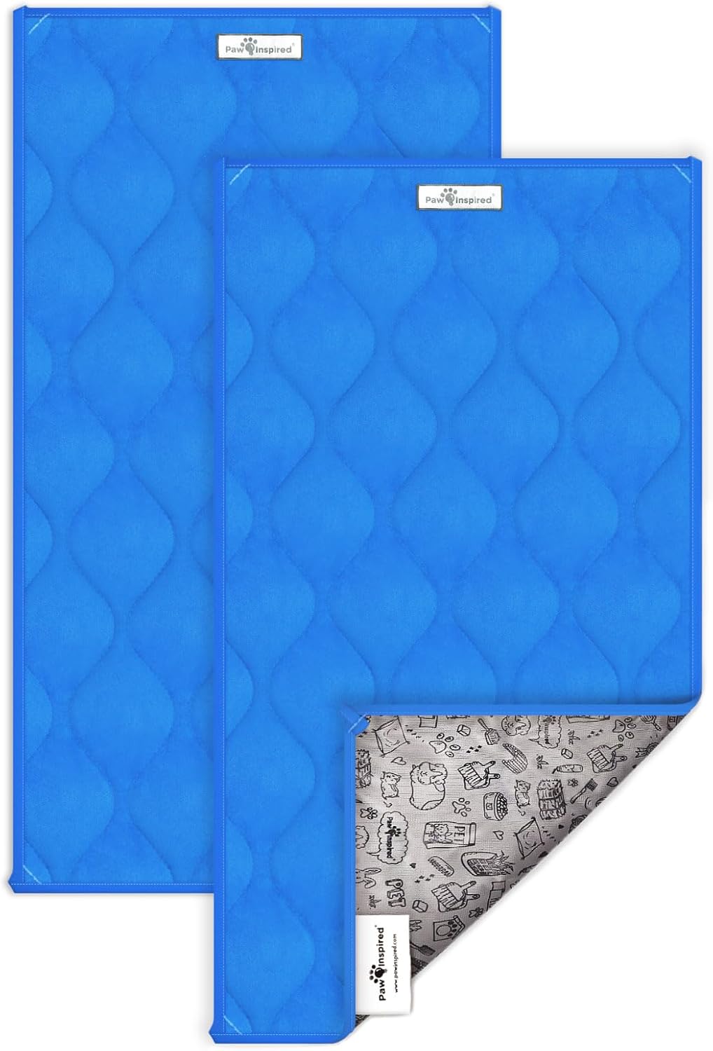 Paw Inspired Guinea Pig Cage Liners | Washable Fleece Bedding with Waterproof Bottom | Super Absorbent Pee Pad or Pet Bed Mat for Guinea Pigs, Ferrets, Rabbits, Hamsters, Small Animals (C&C 2x1, Blue)