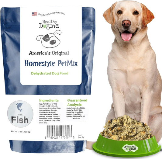 Healthy Dogma - Homestyle PetMix Dehydrated Dog Food with Wild-Caught Alaskan Salmon & Whitefish – Skin & Coat Support, Clean Ingredient Dog Food (Homestyle PetMix with Fish, 2 lbs)
