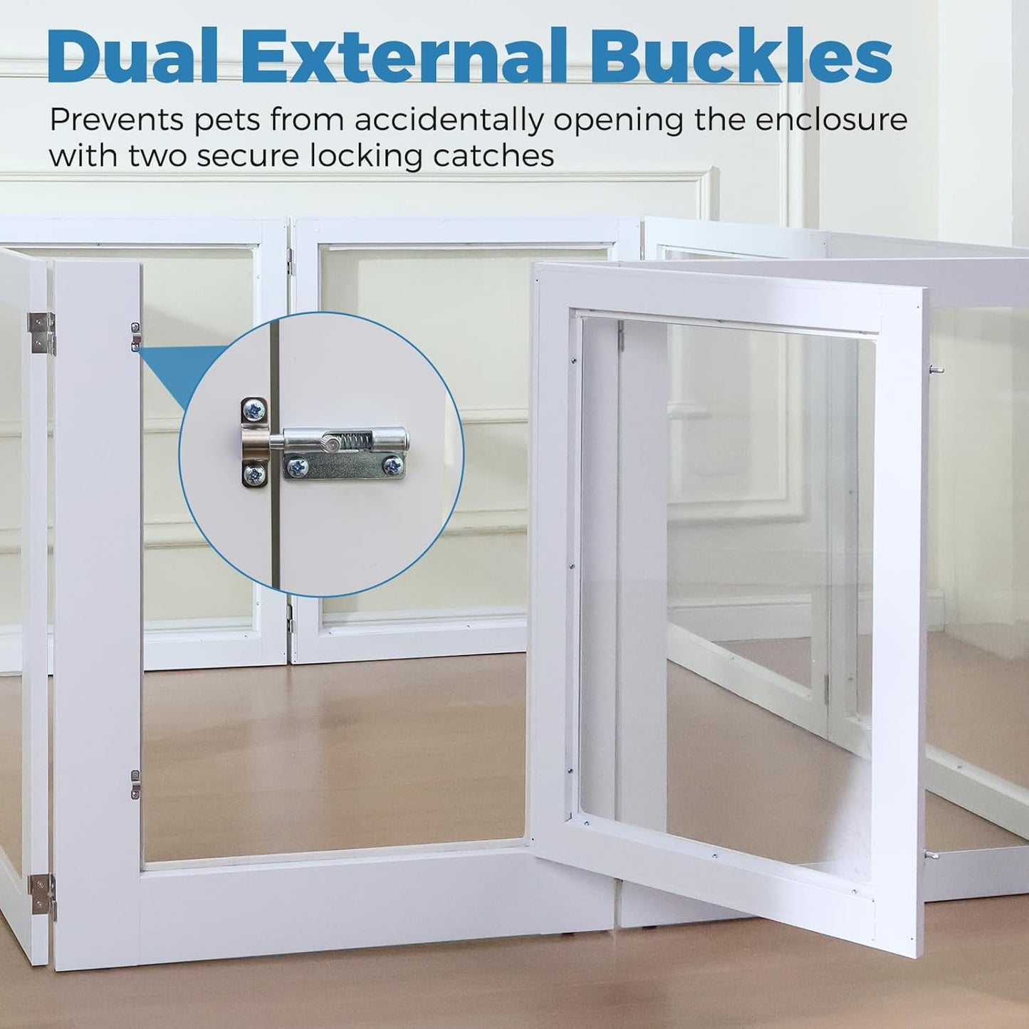 Heavy Duty Clear Acrylic Dog Playpen, Transparent Pet Pen, Metal Frame Easy Assemble Kennel Enclosure, Ideal for Small to Medium Dogs, Cats, and Other Small Pets (White, 2 Panels)