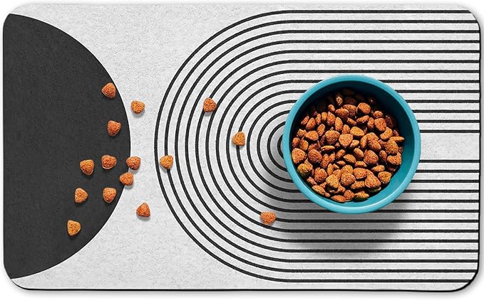 Dog Food Mats for Floors Waterproof, Cat Water Bowl Mats Pet Feeding Absorbent Mat Placemats for Food and Water Black Bohemia 16 * 24 inch