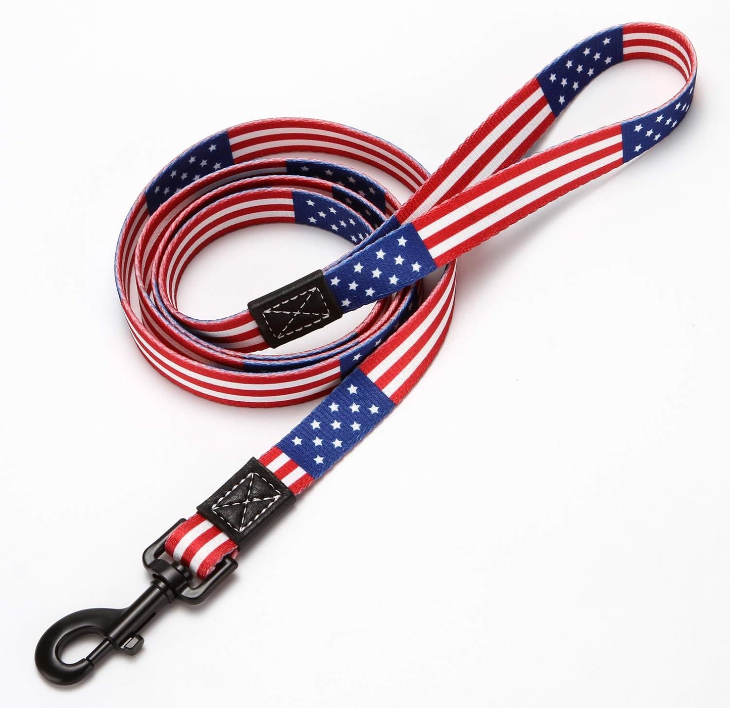 American Flag Dog Leash - Premium Nylon, Durable & Comfortable, 360° Rotating Metal Clip, Anti-Tangle Design, Ideal for Small to Medium Dogs (Leash M)