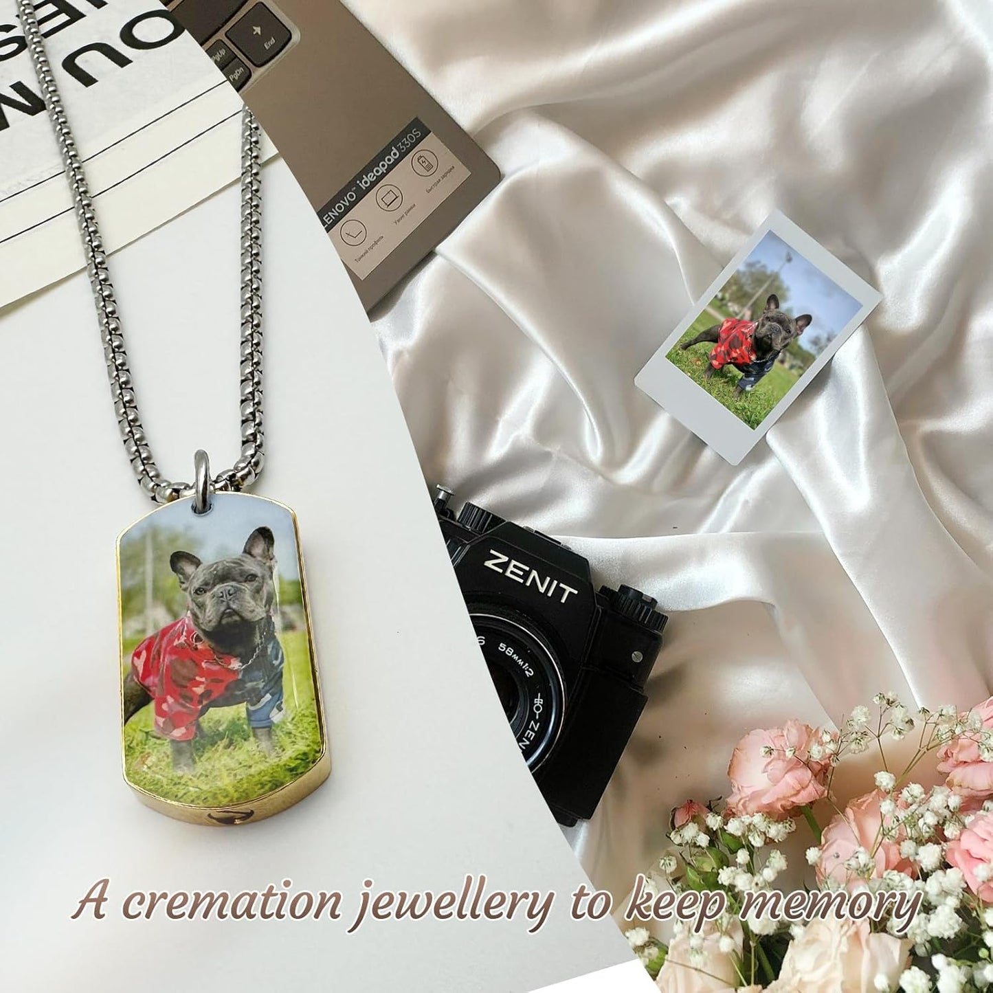 Funnylife Personalized Pet Urn Necklaces for Dog Cat Ashes Custom Photo Text Stainless Steel Cremation Jewelry Pet Loss Memorial Gift