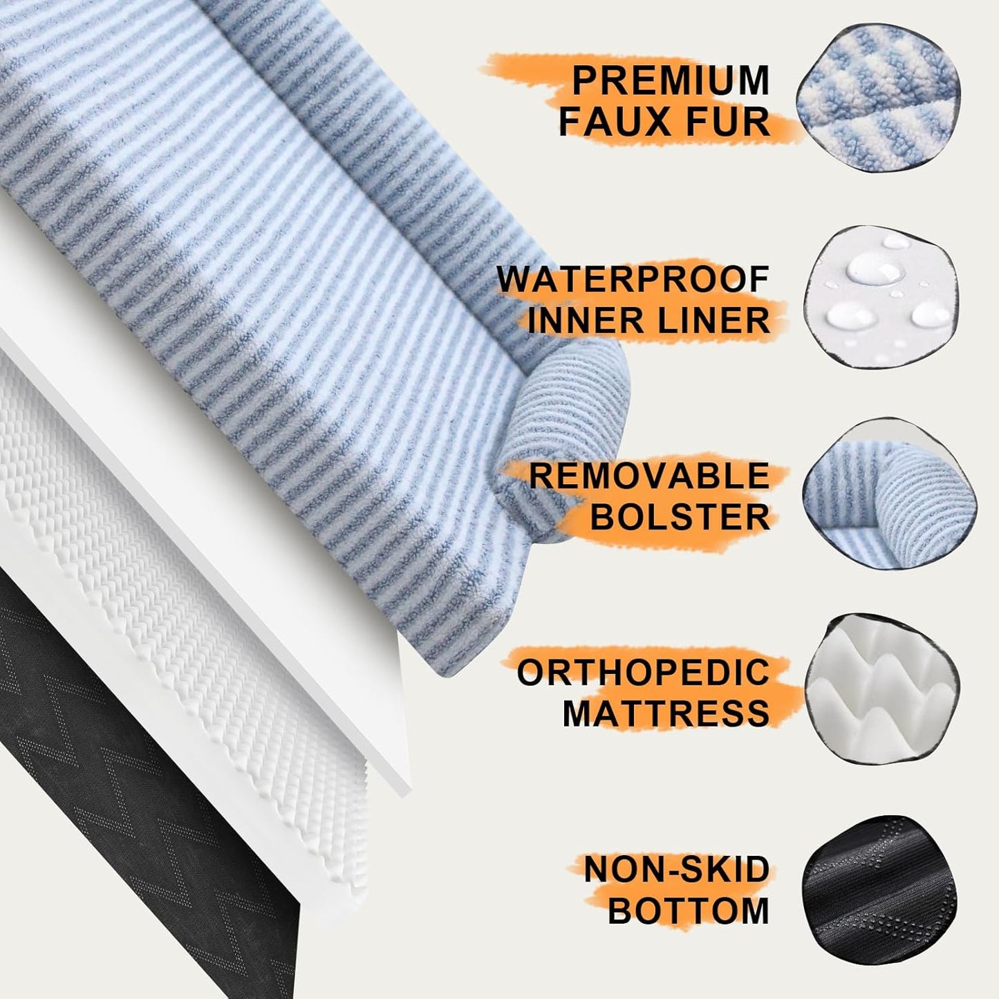 Dog Bed Medium Size Dog-Orthopedic Waterproof Bed for Dogs,Foam Couch Sofa with Washable Removable Cover & Non-Slip Bottom