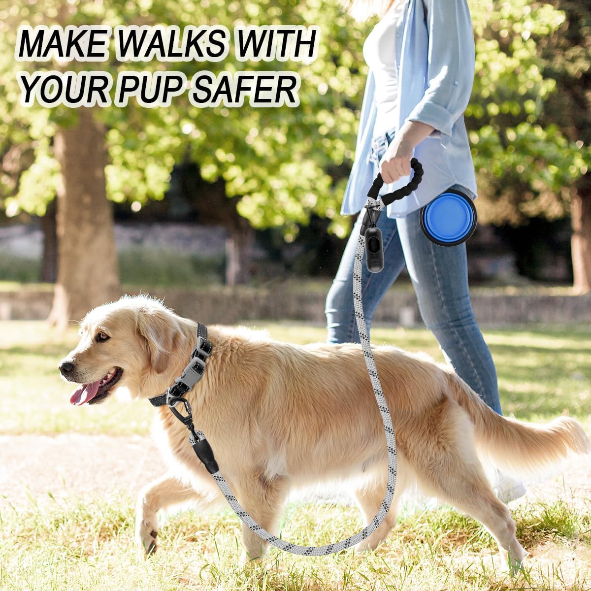 BARKBAY Dog Leashes for Large Dogs Heavy Duty Dog Leash 4/5/6 FT with Comfortable Padded Handle and Highly Reflective Threads for Medium Large Dogs Walking Training Running (4FT-1/2'',Gray)