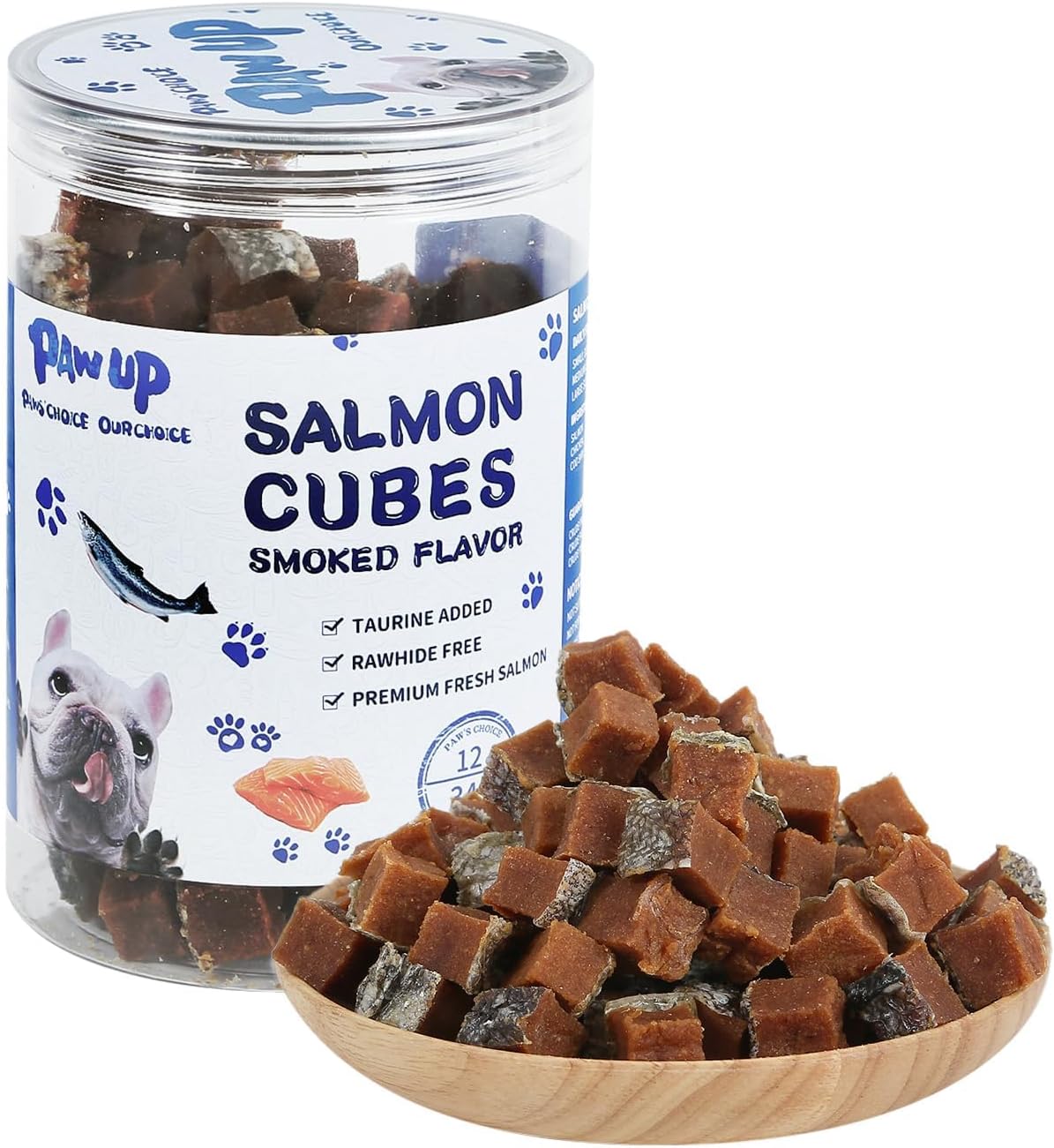 PAWUP Salmon Dog Treats, Healthy Salmon Bites, Dog Jerky Training Treats with Taurine, Rich in Omega-3, 12oz (Smoked Flavor)