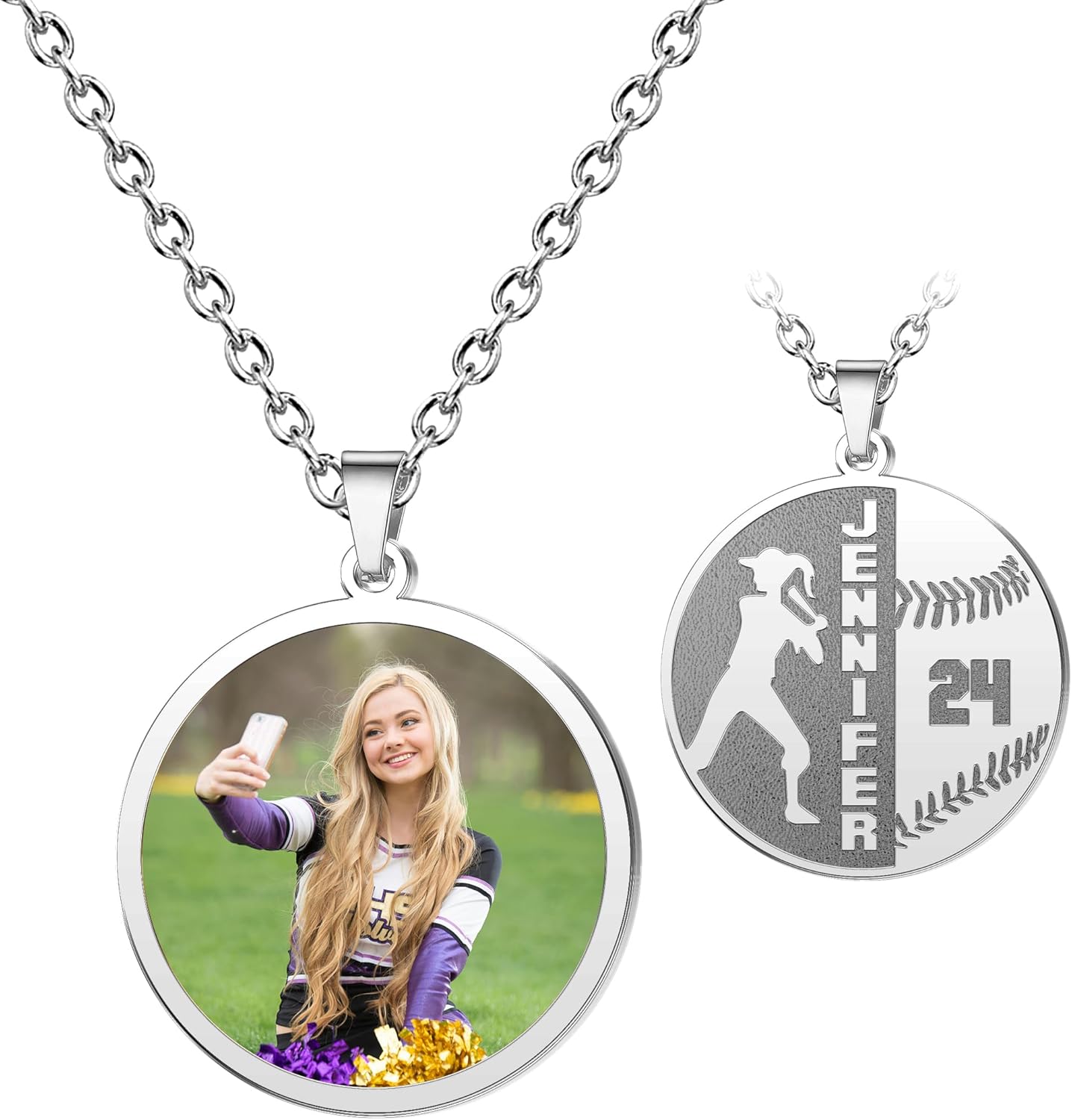 CharmSStory Personalized Photo Necklaces Custom Engraved Name Necklace Memory Keepsake Picture Necklace Pendant Customized Gifts for Women Men