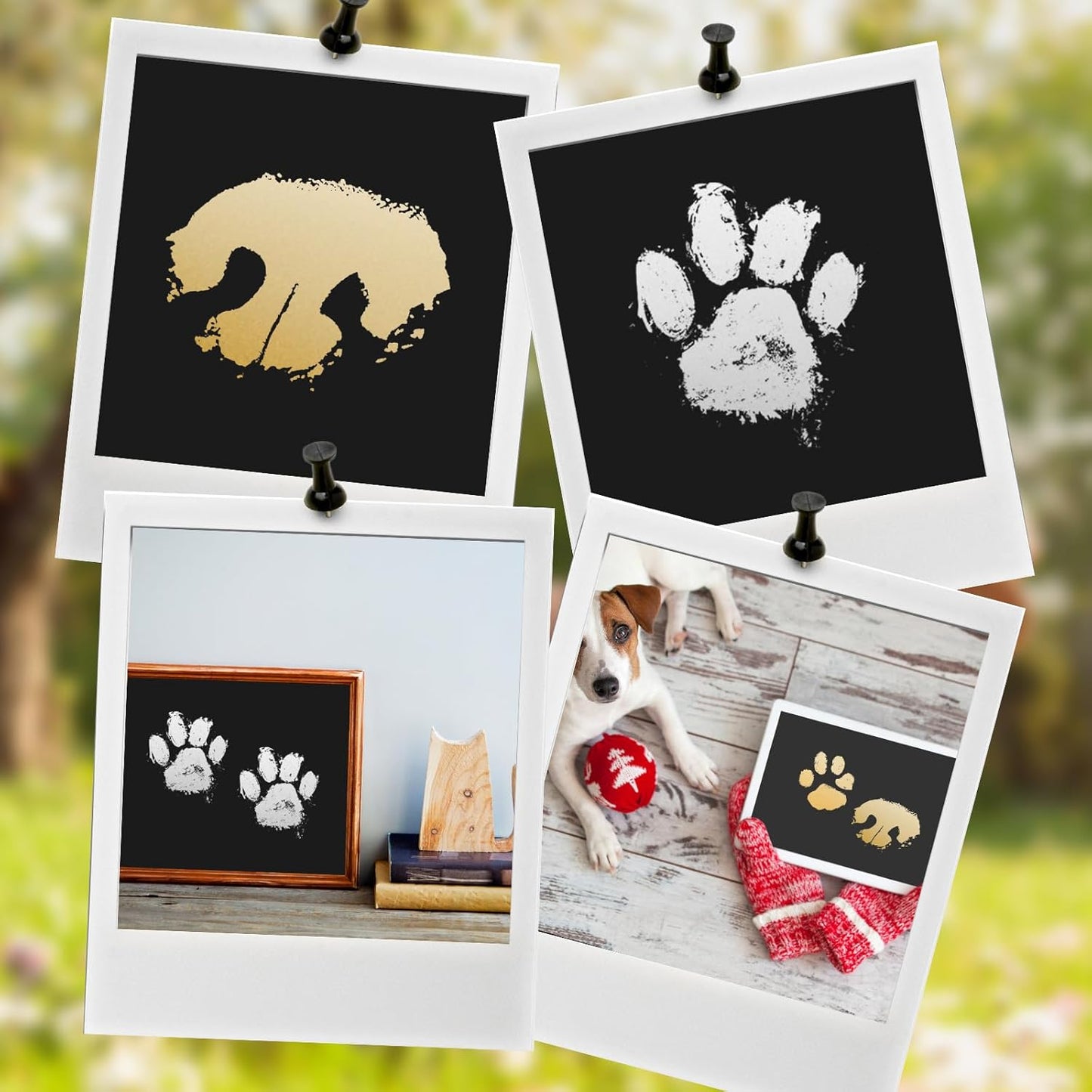 Nabance Baby Footprint Kit, Paw Print Kit, Dog Nose Print Kit, 2 Large Size Gold and Silver Ink Pads with 4 Black Imprint Card, No Mess Paw Print Stamp Pad for Dog & Cats, Nose Print Stamp Pad for Dog