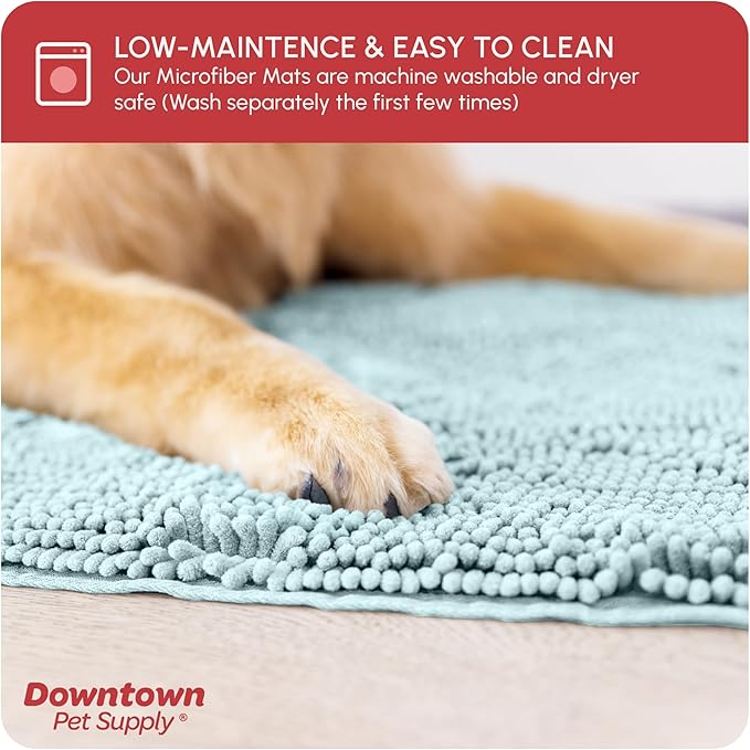 My Doggy Place Microfiber Dog Mat for Muddy Paws, 60" x 36" Light Blue - Non-Slip, Absorbent and Quick-Drying Dog Paw Cleaning Mat, Washer and Dryer Safe - X-Large/Runner