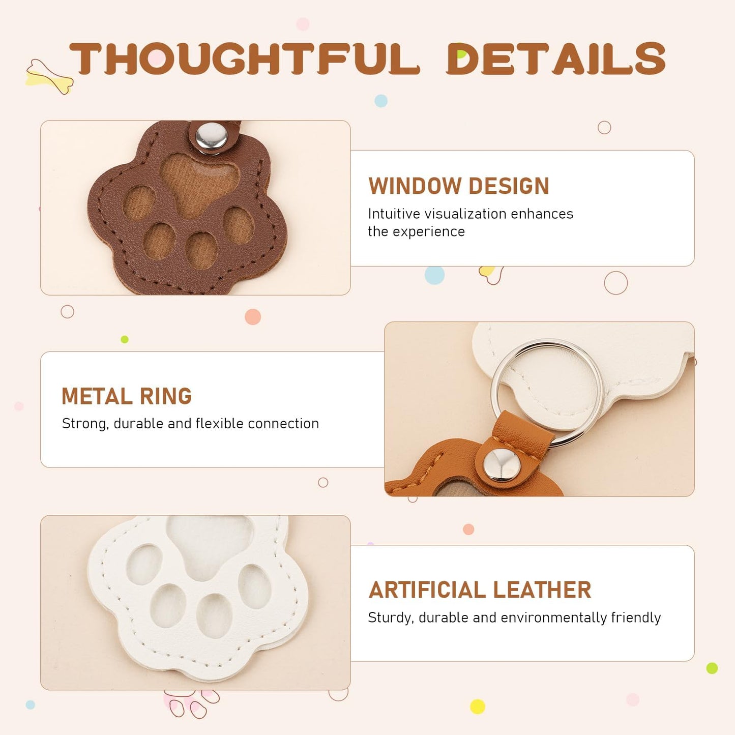 Dog Fur Storage Keychain,Cat Paw Shaped Keychains,Cute Leather Paw Keychain Pet Hair Keepsake Keyring, Pet Memorial Gifts for Bag Purse Paws Charm Key Holder（5pcs）