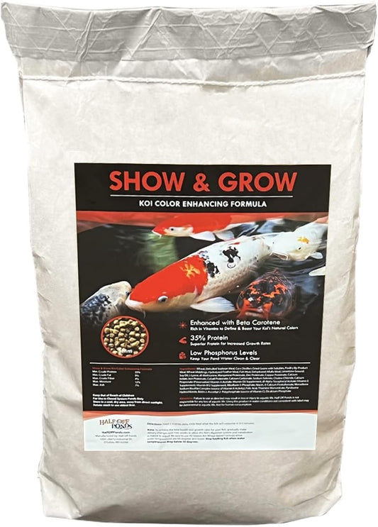 HALF OFF PONDS Show and Grow Koi and Goldfish Color Enhancing and Protein Food 10 lb Bag - KOISG-010
