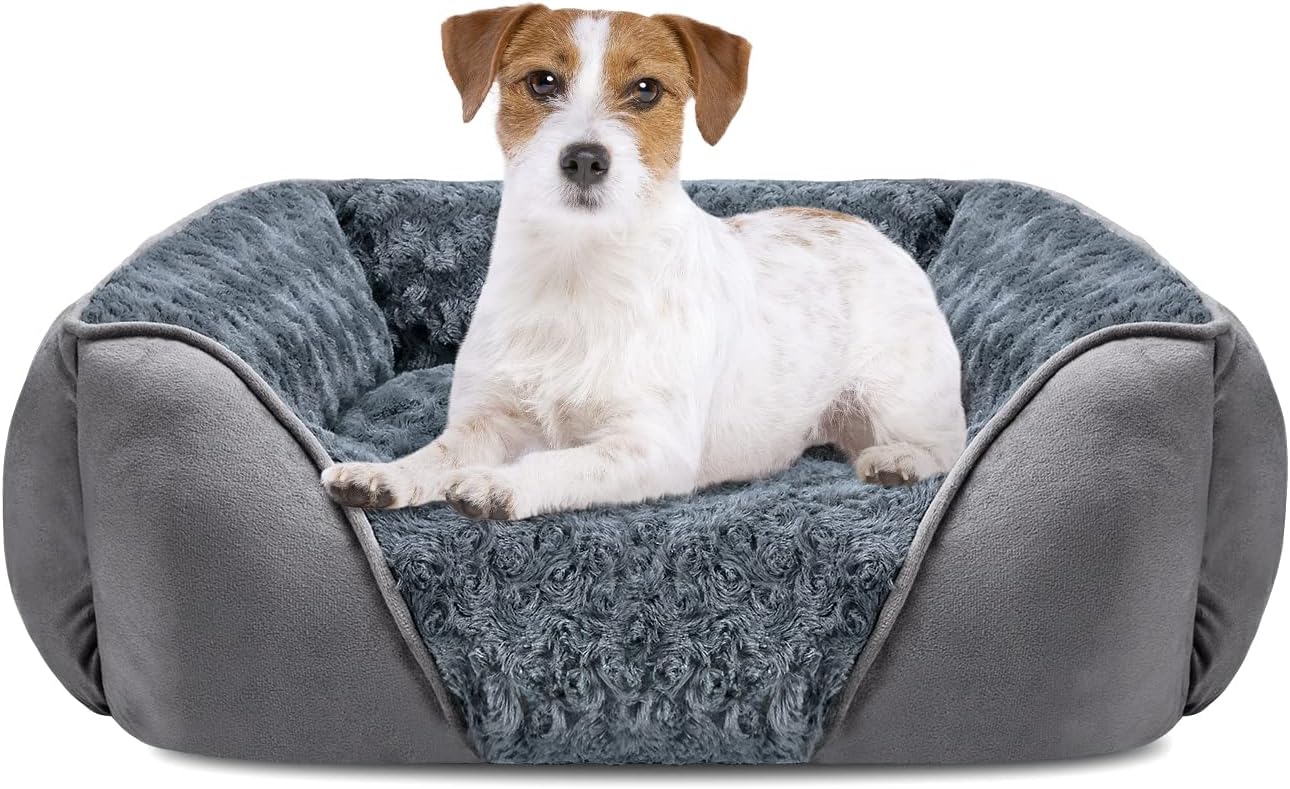 INVENHO Medium Dog Bed for Large Medium Small Dogs, Rectangle Washable Dog Bed, Orthopedic Dog Bed, Soft Calming Sleeping Puppy Bed Durable Pet Cuddler with Anti-Slip Bottom M(25"x21"x8")