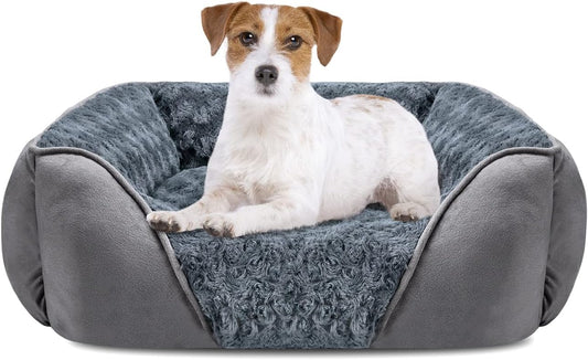 INVENHO Medium Dog Bed for Large Medium Small Dogs, Rectangle Washable Dog Bed, Orthopedic Dog Bed, Soft Calming Sleeping Puppy Bed Durable Pet Cuddler with Anti-Slip Bottom M(25"x21"x8")