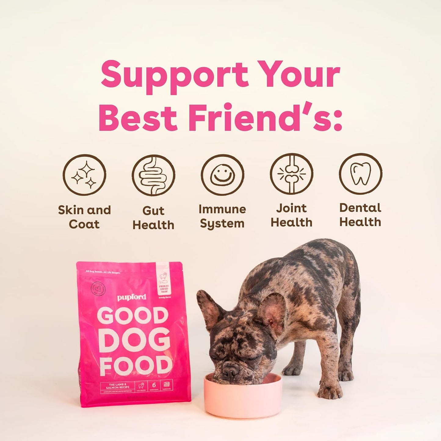 Pupford Good Dog Food, Freeze-Dried Raw, High-Protein, Superfood Ingredients, Vet-Approved, No Fillers or Artificial Additives (Lamb & Salmon Recipe, 16 oz)