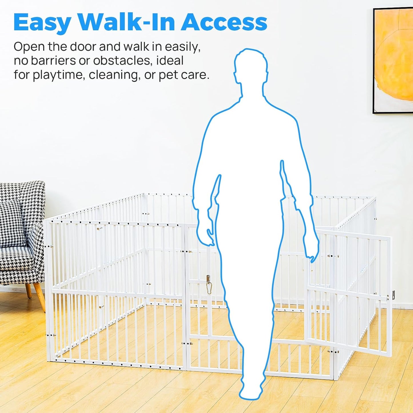 Dog Playpen - 32" Height Dog Pen, Heavy Duty Puppy Pen with Door, Safe & Sturdy, Easy Assemble for Indoor/Outdoor Pet Playpen