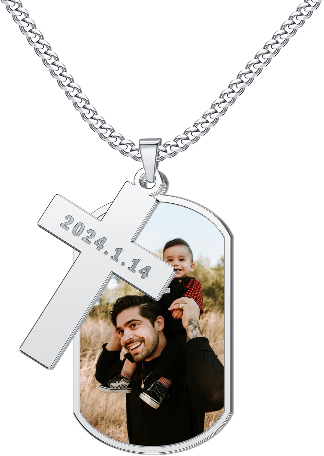 CharmSStory Personalized Photo Necklaces Custom Engraved Name Necklace Memory Keepsake Picture Necklace Pendant Customized Gifts for Women Men