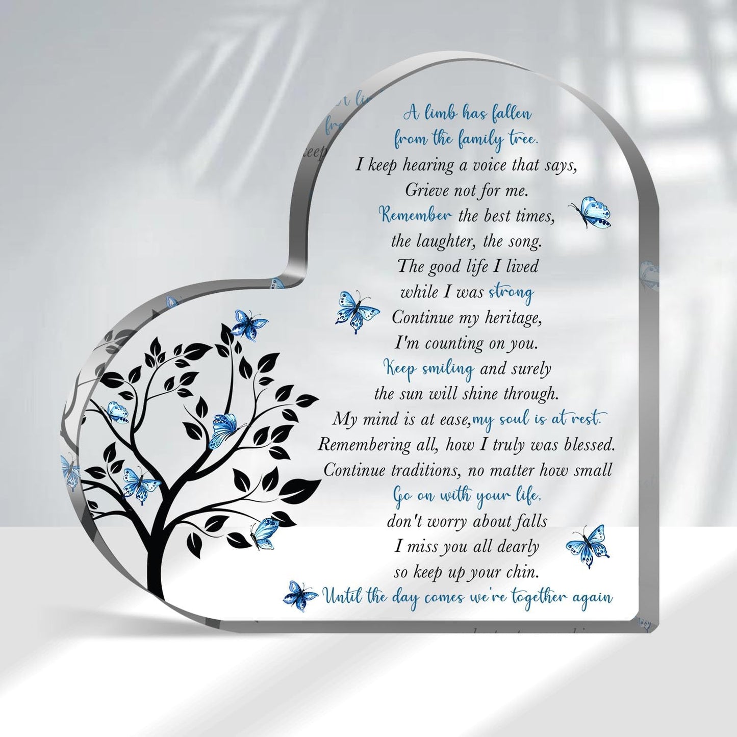 Condolence Gifts, Sympathy Gifts, Remembrance Gift, Memorial Heart Shaped Acrylic Decor Sign, Grieving Gift with Sympathy, Memorial Bereavement Sympathy Gifts for Loss of Loved One