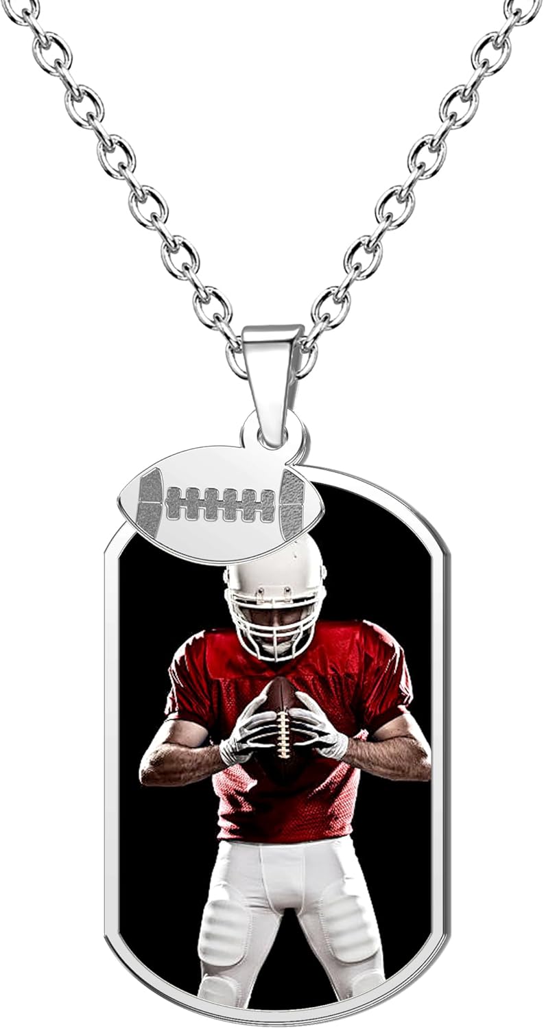 CharmSStory Personalized Photo Necklaces Custom Engraved Name Necklace Memory Keepsake Picture Necklace Pendant Customized Gifts for Women Men