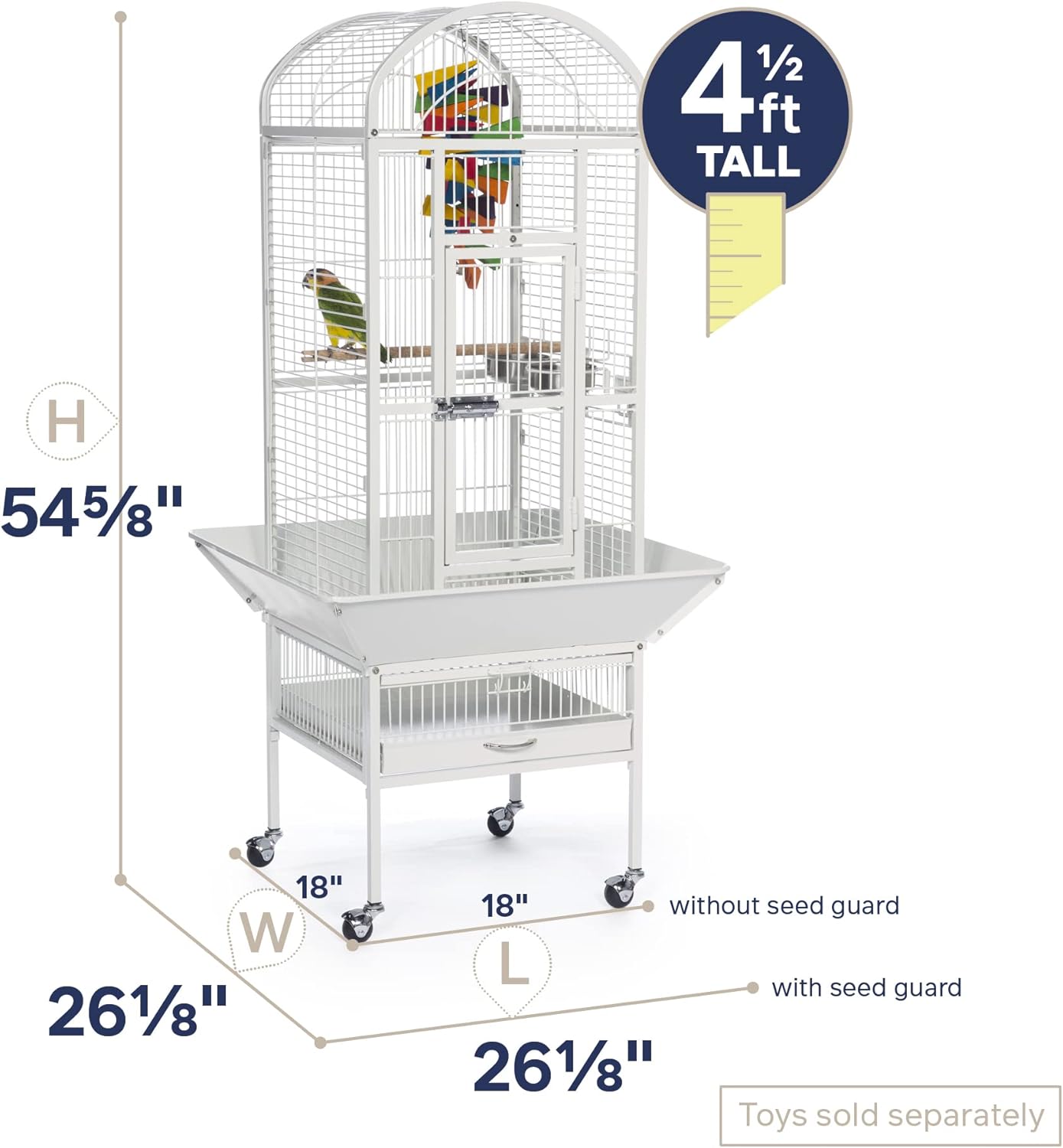 Prevue Pet Products 34512 Dometop Bird Cage, Small, Chalk White