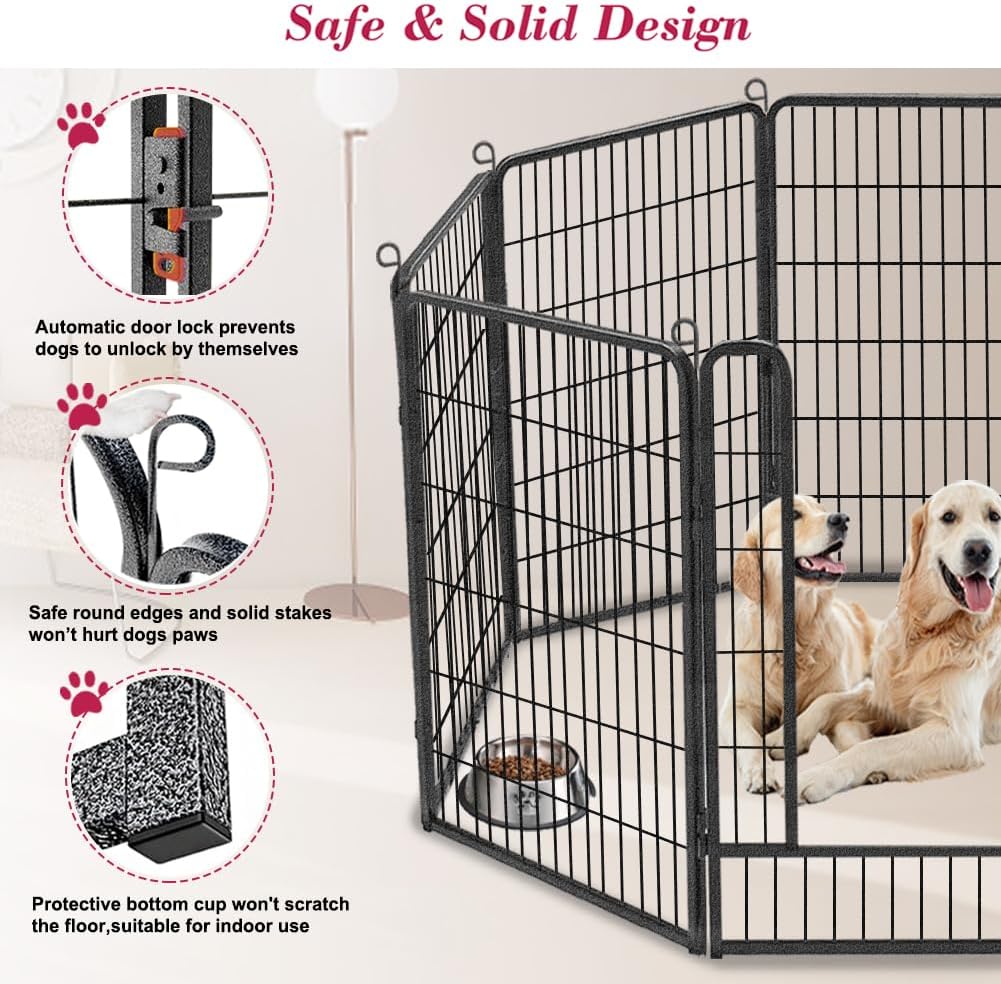 Dog Playpen, 40 inch 14 Panels Dog Pen Indoor Pet Dog Fence Outdoor for Yard Metal Puppy Playpen Pet Exercise Pen Rustproof Portable Dog Fence for RV Camping